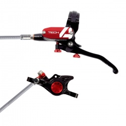 Hope Tech 4 X2 Rear brake - Braided - Left Hand - Black / Red - No Rotor