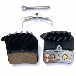 Shimano H03C metal disc brake pads and spring for BR-M810 Saint / Zee - with fin - back of package