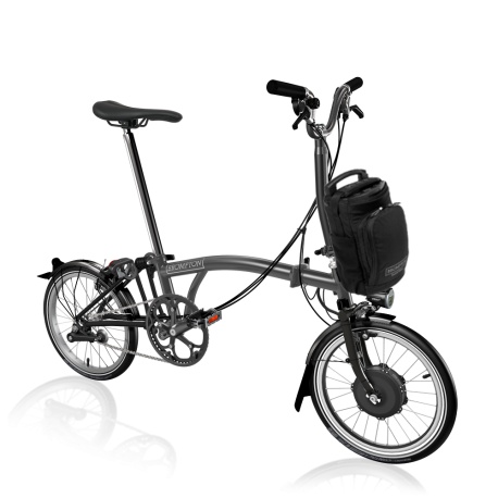 Brompton Electric P Line urban folding bike - Midnight Black Metallic
