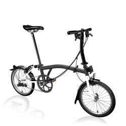 Brompton C Line Low Explore folding bike - Black Lacquer - the forks and rear triangle are black not white 