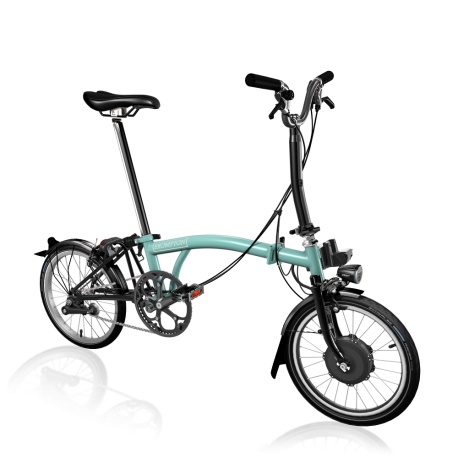 Brompton Electric M6L folding bike - Turkish Green - stock photo