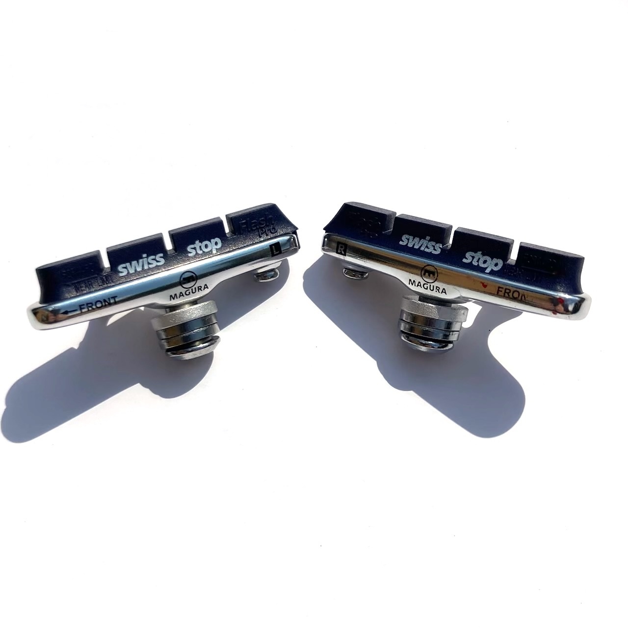 SwissStop Magura rim brake pads with silver holders