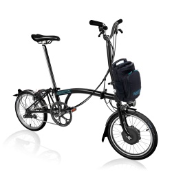 Brompton Electric H6L folding bike - Black - note image does not have a rack fitted, but the bike does 