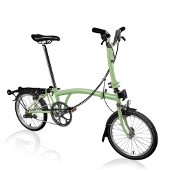 Brompton C Line Mid Explore folding bike - Matcha Green - with rack
