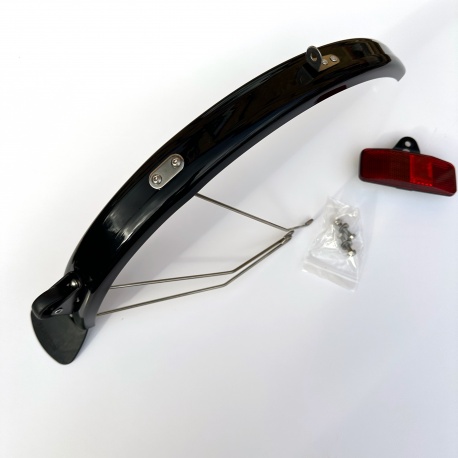 Brompton rear mudguard with steel stays and reflector - BLACK - no rack version - Ex new bike