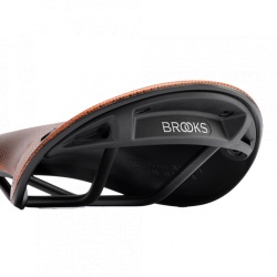 Brompton Brooks C17 All-Weather Cambium Carved Saddle - Orange - stock image rear