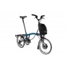 Brompton Electric C Line urban Mid bar folding bike with rack - Ocean Blue
