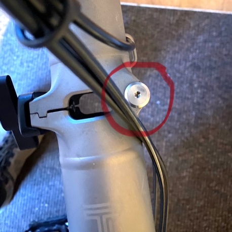 Brompton Main Frame Hinge Spindle + Nut - T Line - on bike