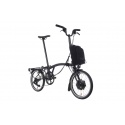 Brompton Electric P Line 12-speed high bar folding bike with rack- Midnight Black