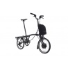 Brompton Electric P Line 12-speed high bar folding bike with rack- Midnight Black
