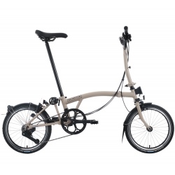 Brompton C Line 12-speed Mid - Dune Sand - side view - stock photo