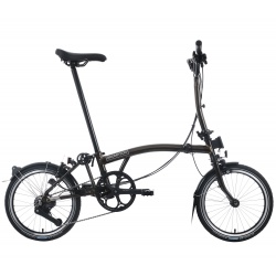 Brompton C Line 12-speed Mid - Gloss Black Lacquer - side view - stock photo
