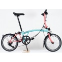 Brompton C Line Explore 12-speed Low - Turkish Green / Flamingo Pink
