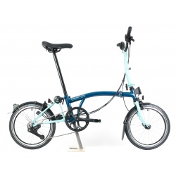 Brompton C Line 12-speed Mid - Ocean Blue / Turkish Green - drive side view
