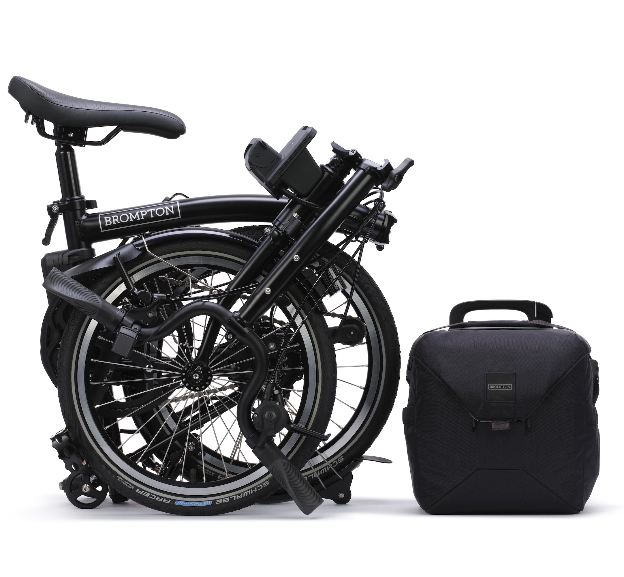 Brompton Electric C Line 4-speed Mid bar folding bike - Black