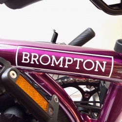 Brompton decal - White - on 2025 Amethyst Lacquer
