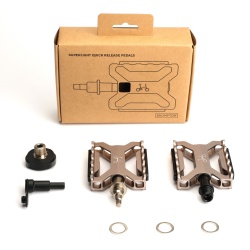 Brompton Superlight Quick Release Pedals - Silver - stock photo