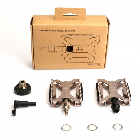 Brompton Superlight Quick Release Pedals - Silver - stock photo