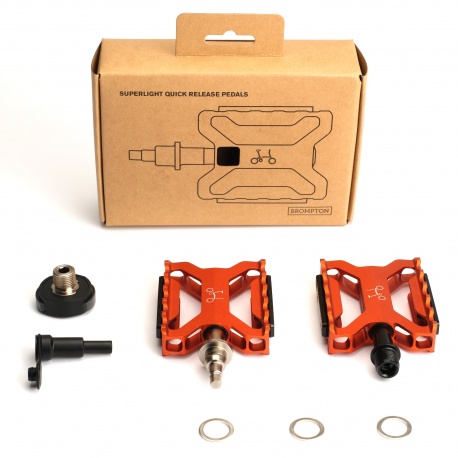 Brompton Superlight Quick Release Pedals - Orange - stock photo