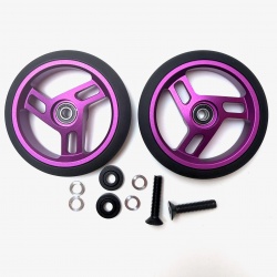 Brompton G Line Roller Wheels - 80mm - purple - showing the content of the box