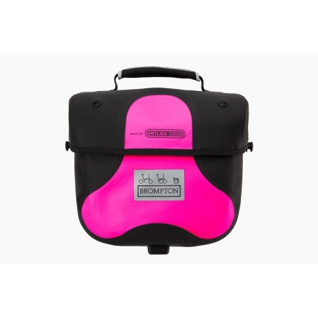 Brompton Mini Ortlieb bag - Pink - with frame and strap