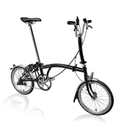 Brompton M3R Black with front carrier block and Eazy Wheels
