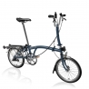 Brompton M3R Tempest Blue with front carrier block and Eazy Wheels