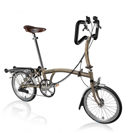 Brompton P6R Raw Laquer folding bicycle with Brooks saddle