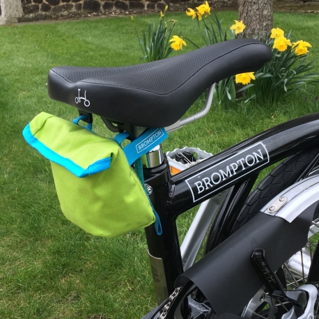 Brompton saddle pouch - Lime Green / Lagoon Blue