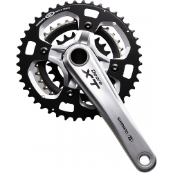 Shimano 9-speed XT chainset HollowTech II 42/32/22T 175 mm, silver/black