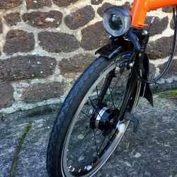 Brompton Orange BLACK edition - shimano dynamo front wheel and light