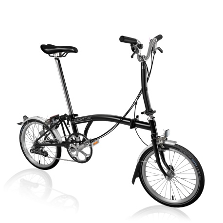 Brompton M6L folding bike - Black - stock photo