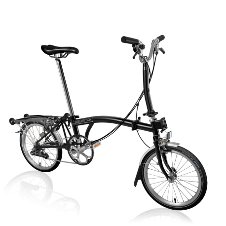 Brompton M6R folding bike - Black - 2020 model - stock image