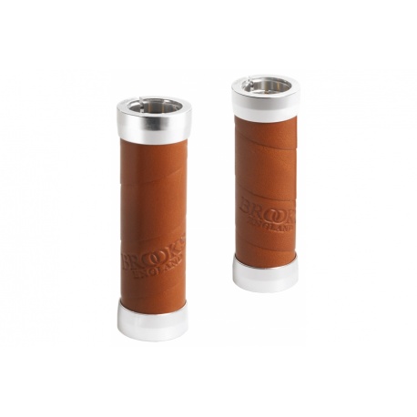 Brooks slender leather grips - Honey (100mm) - stock photo