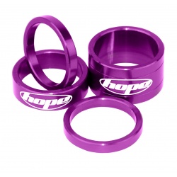 Hope headset spacers - Purple - 5mm, 10mm and 20mm - stock photo