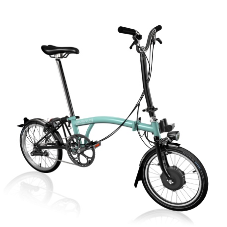 Brompton Electric M2L folding bike - Turkish Green / Black - stock photo