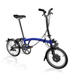 Brompton Electric H2L folding bike - Bolt Blue - stock photo