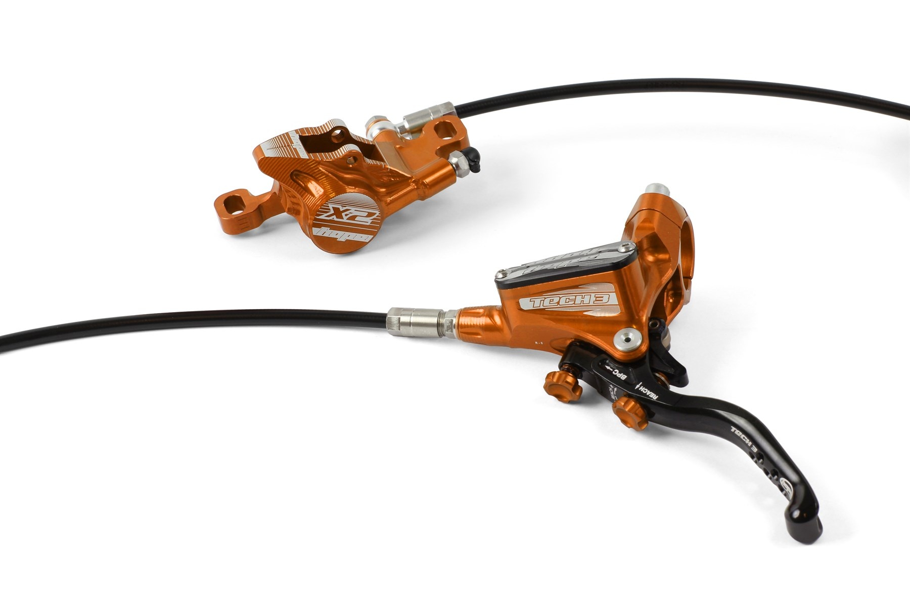 Hope Tech 3 X2 Hydraulic Brake - UK spec - Rear / L/H - Orange