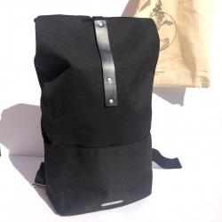 Brooks Dalston Knapsack in Black - Medium - Front on with tote bag