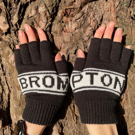Brompton Logo Collection Knitted Gloves - against a tree background